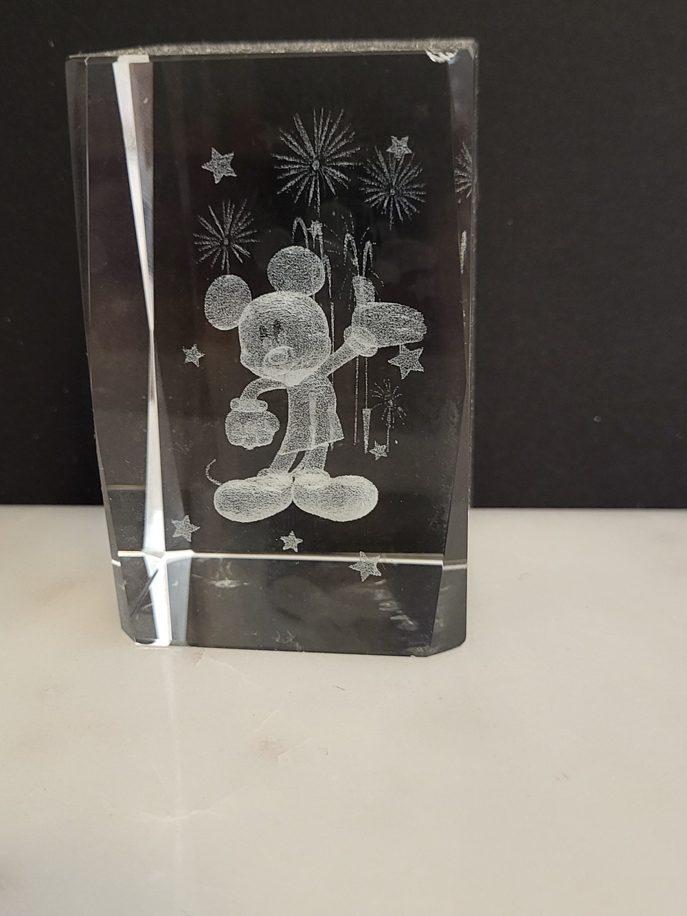 Crystal Mickey Mouse Laser-Etched Keepsake - Clear